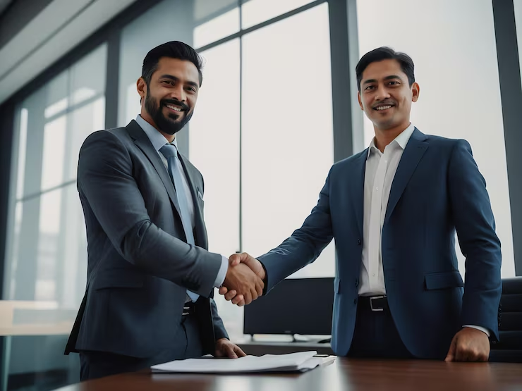 Professionals closing business deal